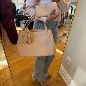 Tory Burch Tan Leather Shoulder Bag and wallet